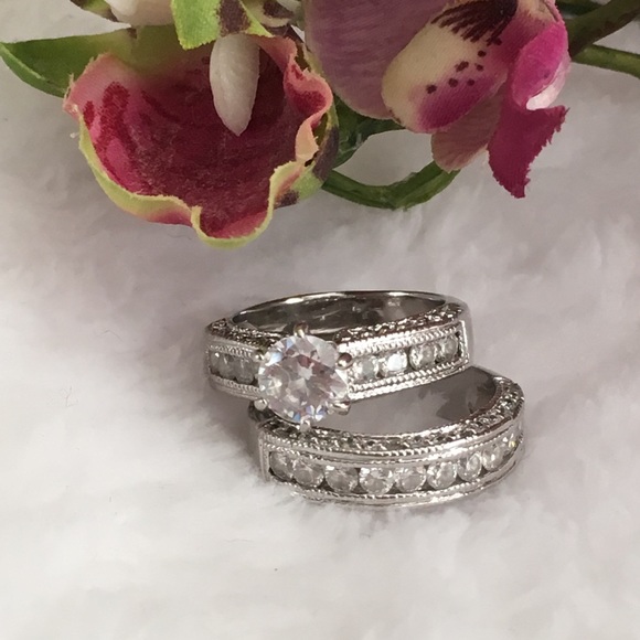 Engagement Wedding Band CZ Ring Set 6 - Picture 8 of 14